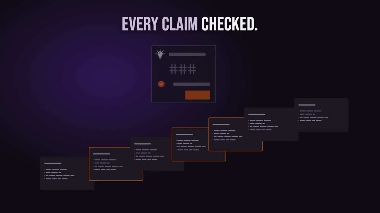 Slides stepping up with a check card above them, every claim marked as checked
